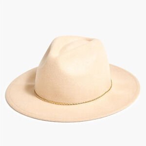 NWT J Crew Women’s Medium/Large Sand Wool Fedora with Chain